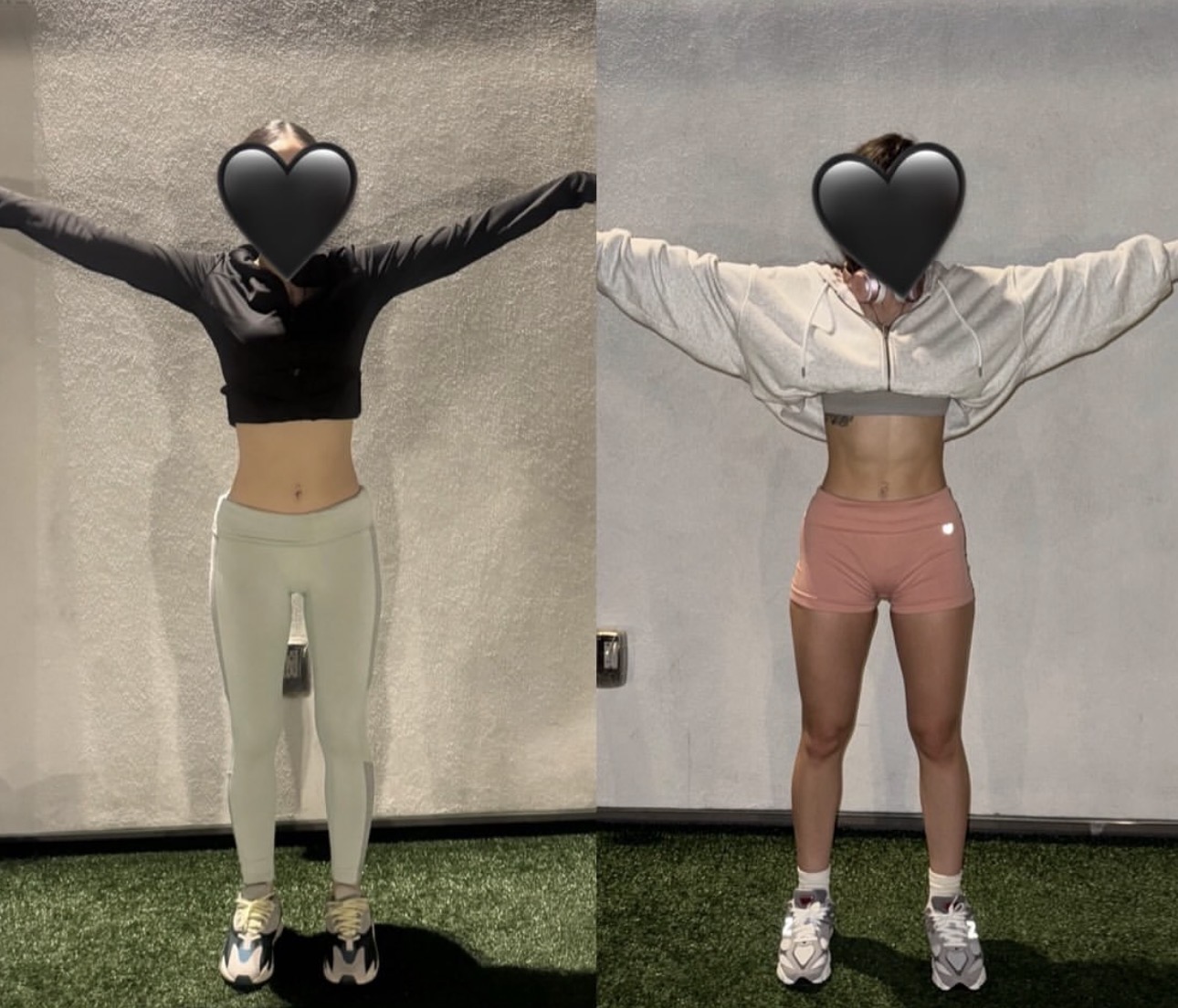 Client front-facing before and after transformation