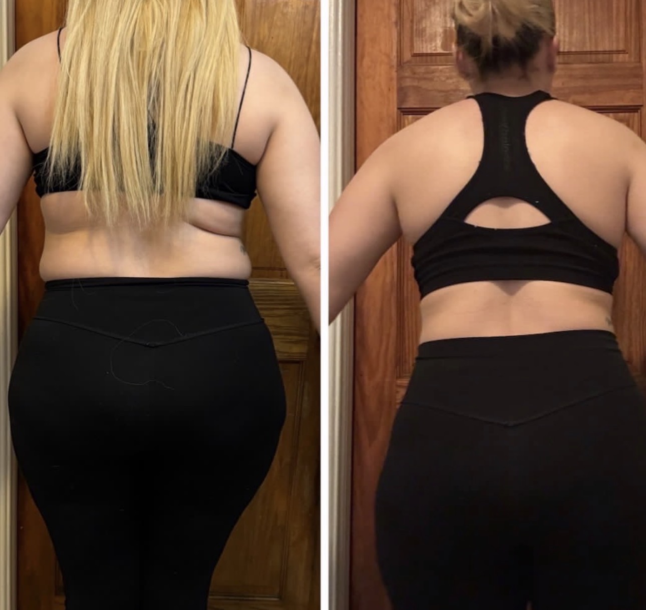 Client back and waist before and after transformation